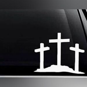 3 crosses window decal
